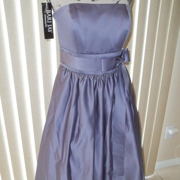 Adorable Wisteria Satin Strapless Homecoming Dress - Picture 4 of 9
